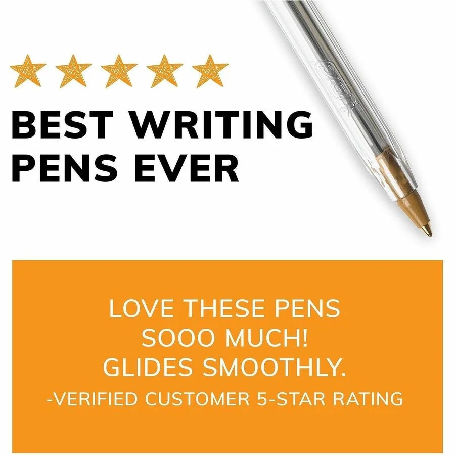 BIC Classic Cristal Ballpoint Pens: Blue Ink Medium Point - 1 Dozen - Pens