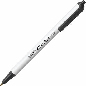 BIC Clic Stic Ballpoint Pens: Medium Point Black Ink - 1 Dozen - Pens