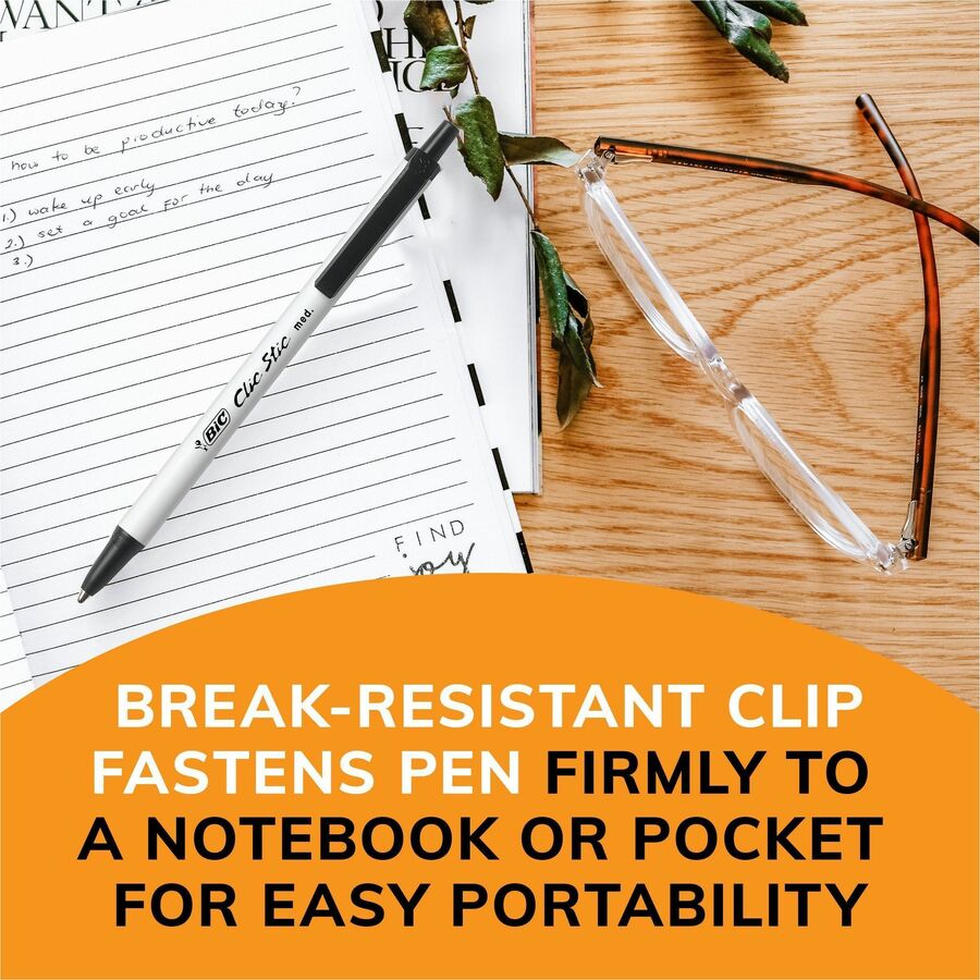 BIC Clic Stic Fashion Retractable Ball Point Pen, Black - Alternate-Image4