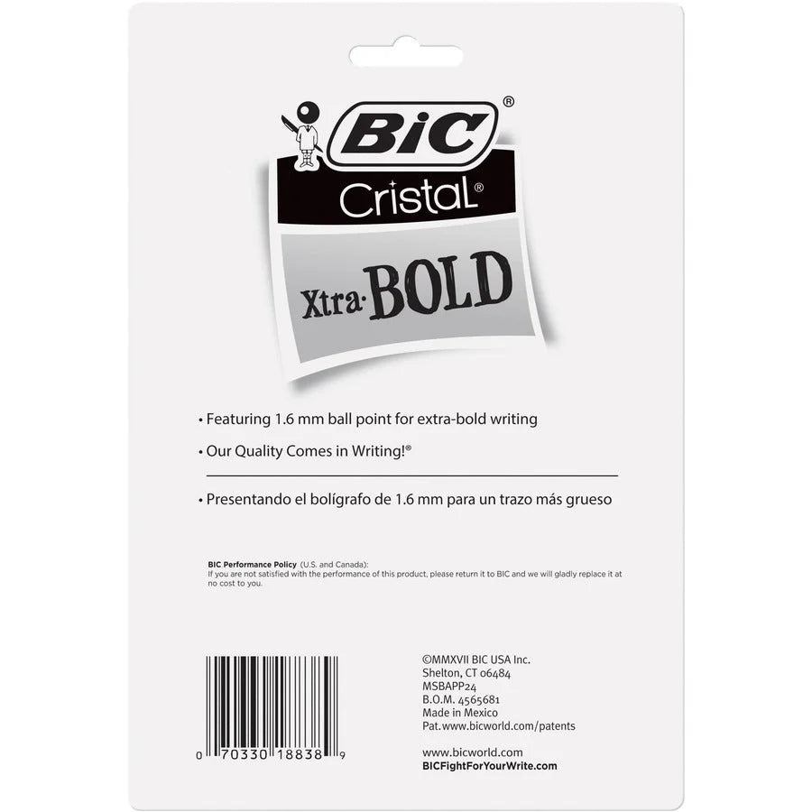 BIC Cristal Ballpoint Pen: 1.6mm Bold Point Assorted Ink 24-Pack - Pens