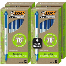BIC Ecolutions Clic Stic Ballpoint Pen: Blue Ink Retractable - 48 Pack - Pens