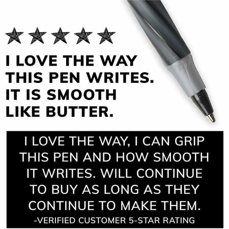 BIC Fine Point Round Stic Pens: Black Ink Gray Barrel - 1 Dozen - Pens