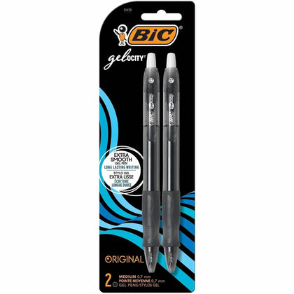 BIC Gel Retractable Pens: 0.7mm Medium Point Black Ink - Pens