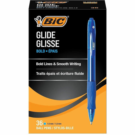 BIC Glide Bold Pen: 1.6mm Point Refillable Retractable Blue Ink - Pens