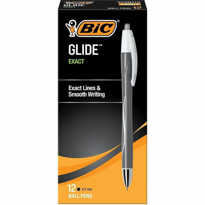 BIC Glide Exact Fine Ballpoint Pens - Black Ink - Pack of 12