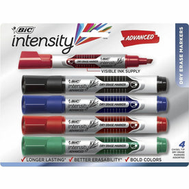 BIC Intensity Dry Erase Markers - Chisel Point - Assorted Ink - 4/Set - Art