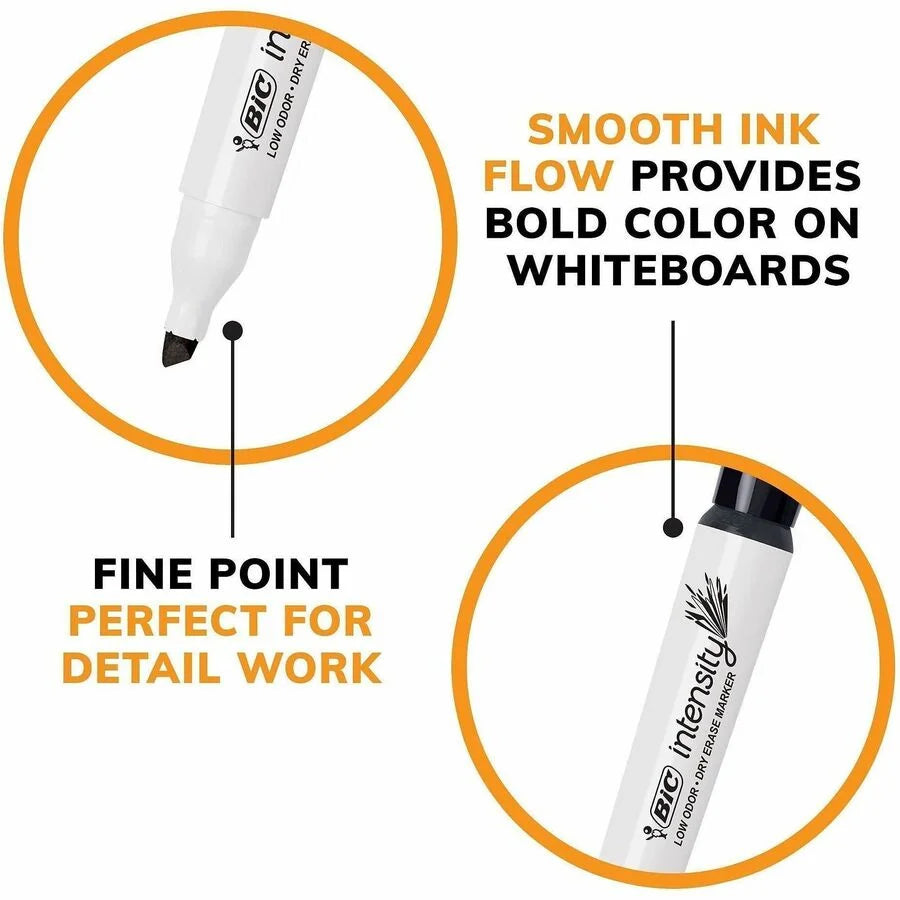 BIC Intensity Low Odor Dry Erase Markers - Chisel Point - Black Ink - & Dry-Erase