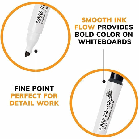 BIC Intensity Low Odor Dry Erase Markers - Chisel Point - Black Ink - & Dry-Erase