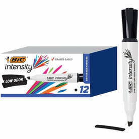 BIC Intensity Low Odor Dry Erase Markers - Chisel Point - Black Ink - & Dry-Erase