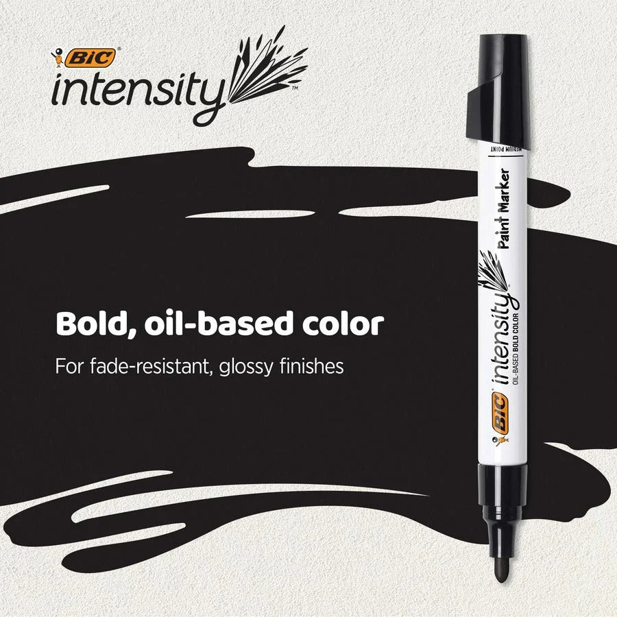 BIC Intensity Paint Marker: Yellow Ink Oil-Based - 1 Dozen - Markers & Dry-Erase