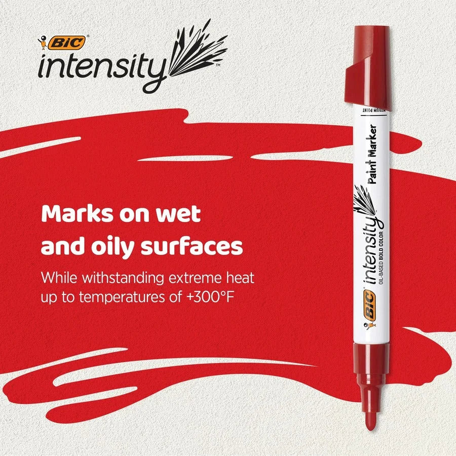 BIC Intensity Paint Marker: Yellow Ink Oil-Based - 1 Dozen - Markers & Dry-Erase