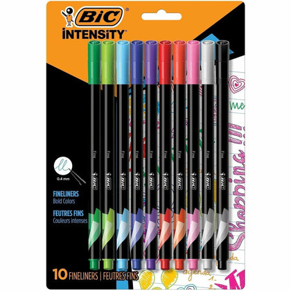 BIC Intensity Porous Point Pens - 0.4mm Fine - Assorted Ink - Water-Based - 10 Pack