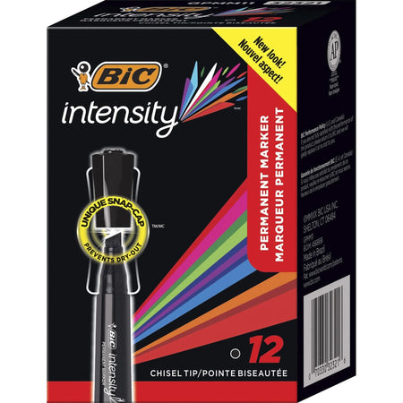BIC Marking Chisel Tip Markers - Bold Black Ink - Pack of 12 - & Dry-Erase