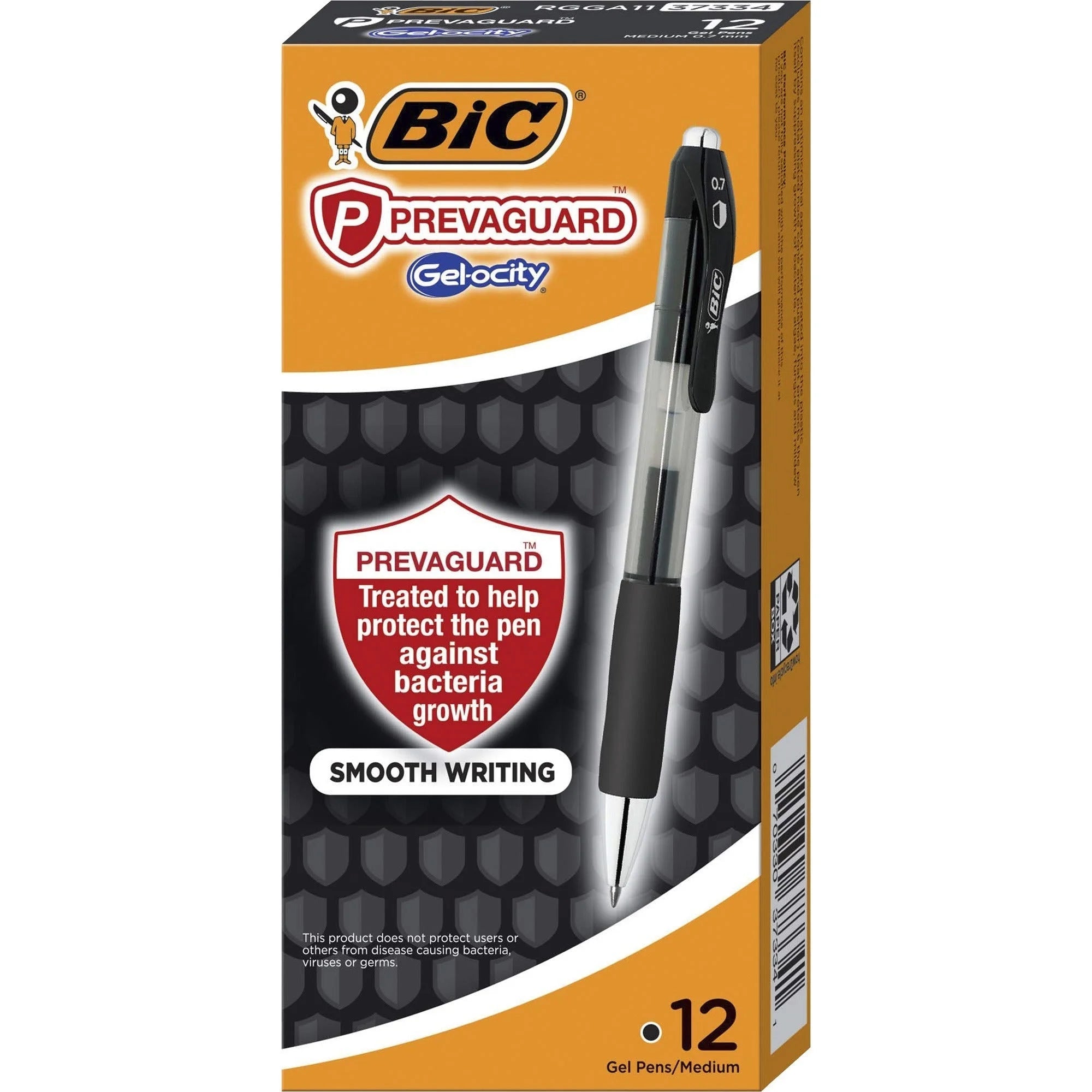 BIC PrevaGuard Gel-ocity Gel Pen: 0.7mm Black Ink - Gel-based - 1 Dozen - Pens