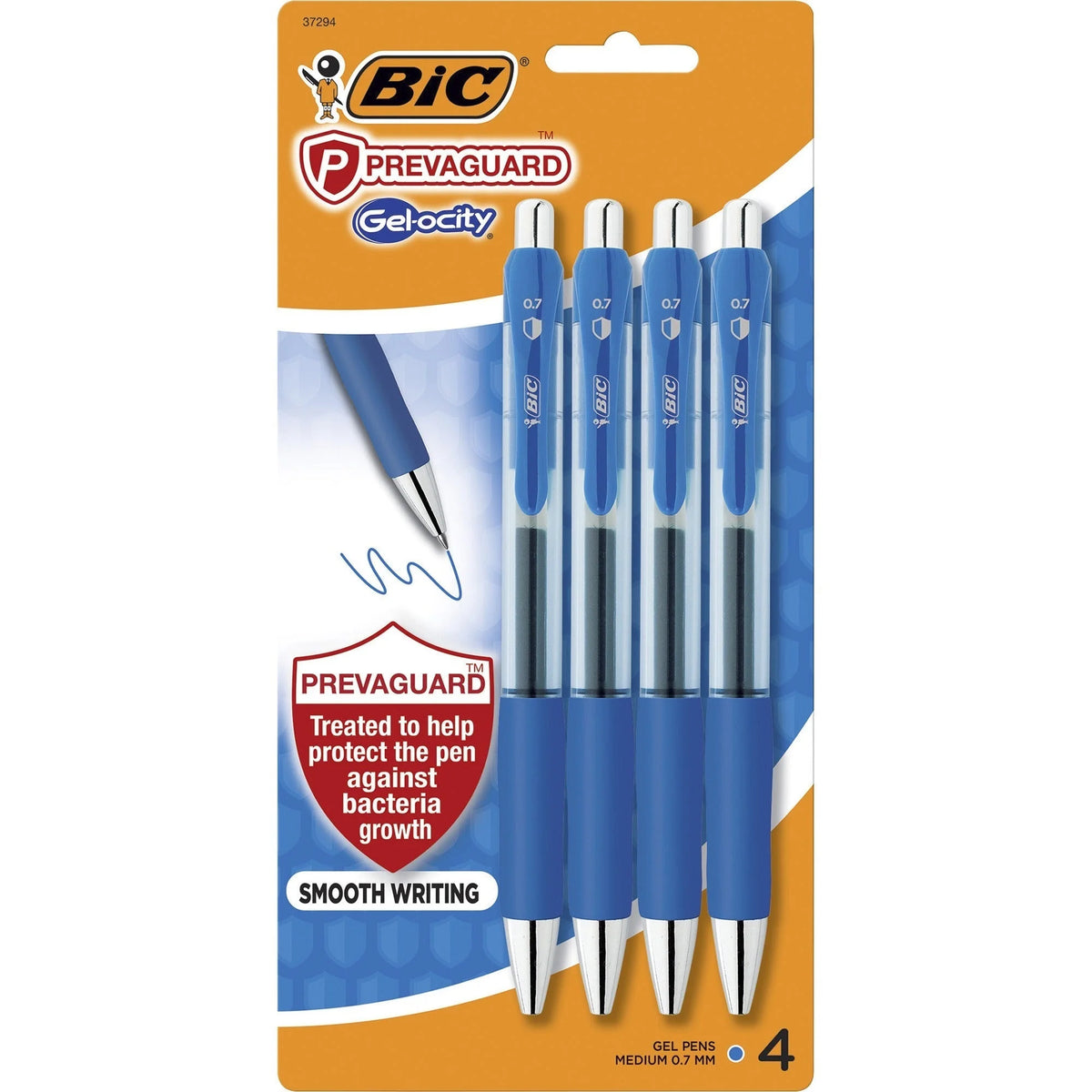 BIC PrevaGuard Gel-ocity Gel Pen: Blue Ink 0.7mm Point - 4 Pack - Pens
