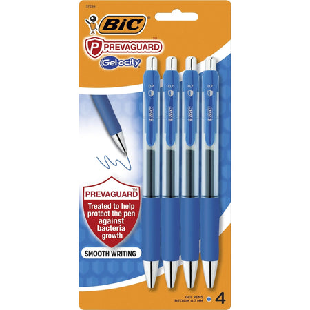 BIC PrevaGuard Gel-ocity Gel Pen: Blue Ink 0.7mm Point - 4 Pack - Pens