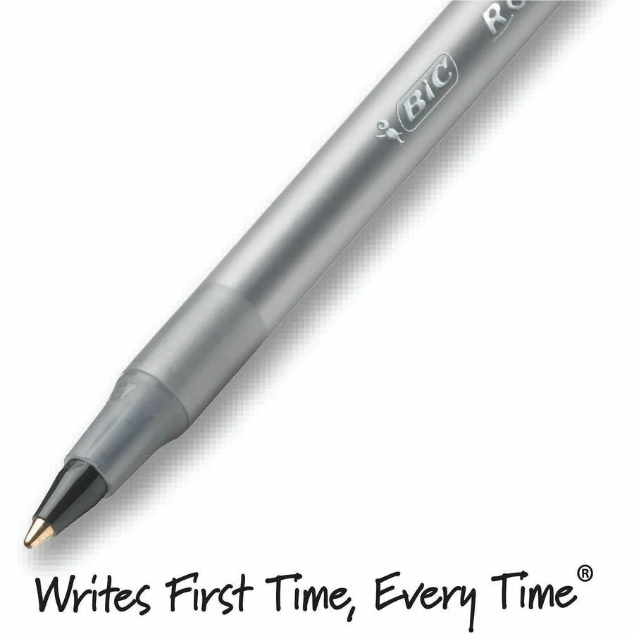 BIC Round Stic Ballpoint Pens: Medium Point Black Ink - 60/Box - Pens