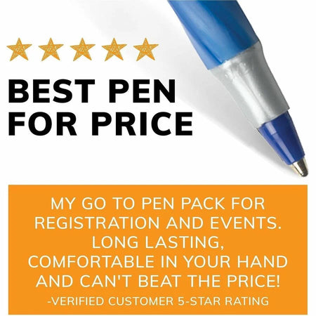 BIC Round Stic Grip Ballpoint Pen: Medium Point Blue Ink - Frost Barrel - Pens
