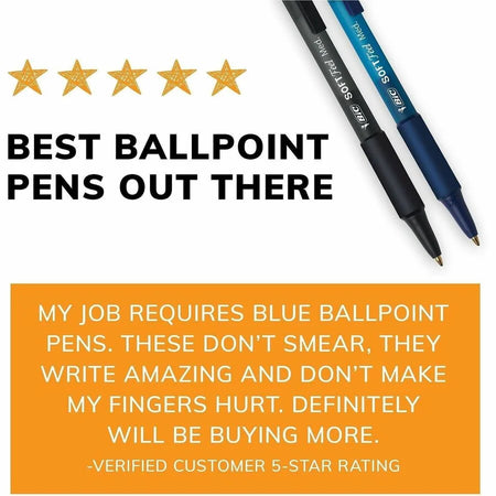 BIC SoftFeel Retractable Ball Pens: Medium Point Black Ink - 1 Dozen - Pens