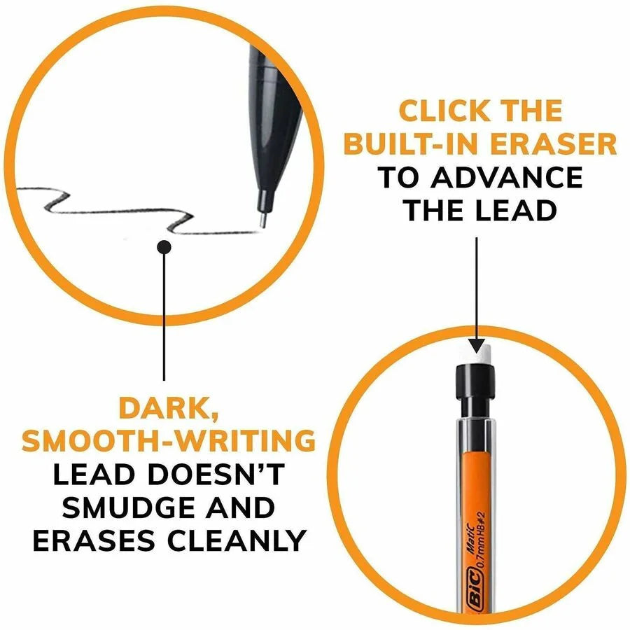 BIC Top Advance Mechanical Pencils: 0.7mm Lead #2 Assorted Barrel - 10/Pack - Pencils