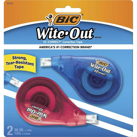 BIC Wite-Out EZ CORRECT Correction Tape - White Non-refillable - 2 Pack - Supplies
