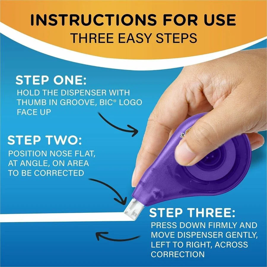 BIC Wite-Out EZ CORRECT Correction Tape - White Non-refillable - 2 Pack - Supplies