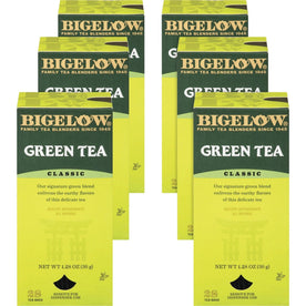 Bigelow Classic Green Tea Bags - Refreshing - 8 oz Per Bag - 28 Bags/Box - 6 Cartons