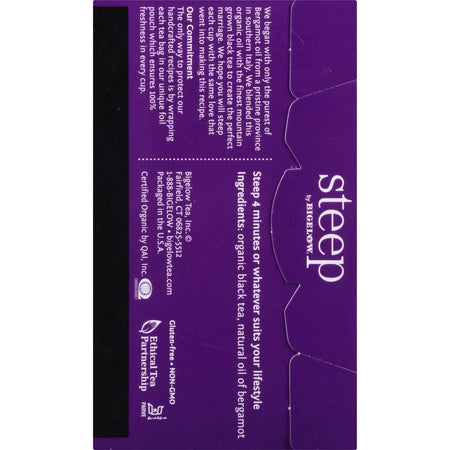 Steep by Bigelow® Organic Earl Grey Black Tea Bag - 1.3 oz - 20 Teabag - GMO Free - Kosher - Box