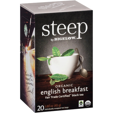 Steep by Bigelow® Organic English Breakfast Black Tea Bag - 1.6 oz - 20 Teabag - GMO Free - Kosher