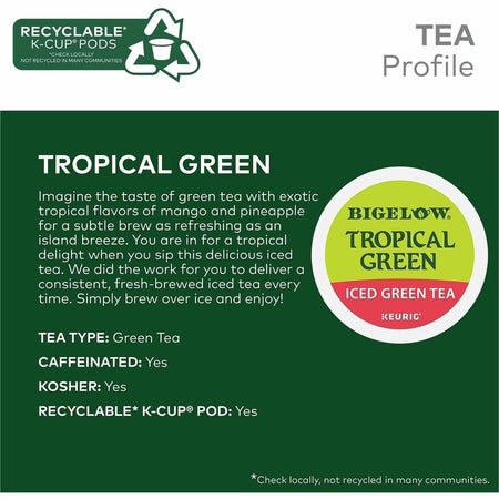 Bigelow® Tropical Iced Green Tea K-Cup - Compatible with Keurig Brewer - Kosher
