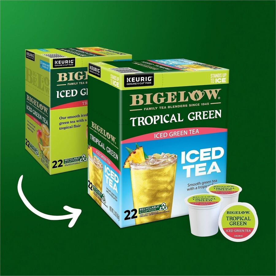 Bigelow® Tropical Iced Green Tea K-Cup - Compatible with Keurig Brewer - Kosher