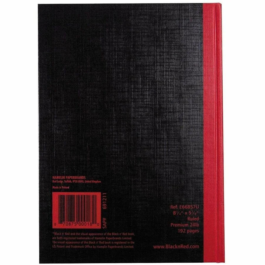 Black n’ Red A5 Casebound Notebook - 96 Ruled Sheets - Sewn - Hard Cover - Notebooks
