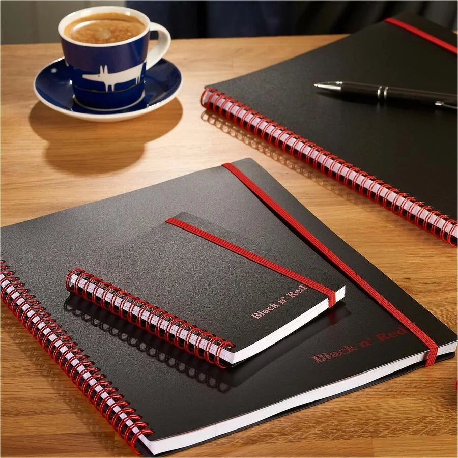 Black n’ Red A6 Business Notebook: 70 Sheets Spiral Wire Perforated Cover - Notebooks