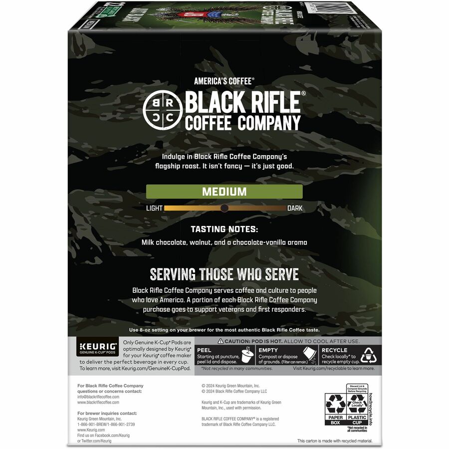 Black Rifle K-Cup Just Coffee - Compatible with Keurig Brewer - Medium - Kosher - 22 / Box