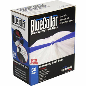 BlueCollar 13-Gallon Drawstring Trash Bags - Strong 0.80 mil Thickness - & Liners
