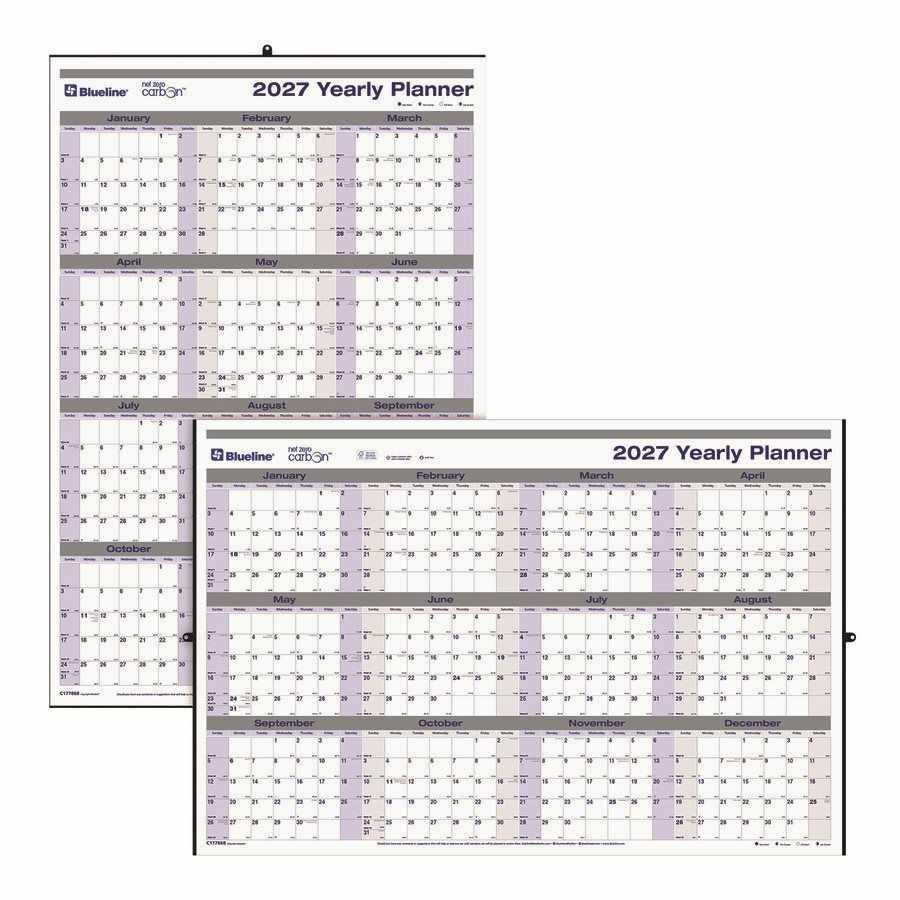 Blueline Net Zero Carbon Yearly Laminated Wall Calendar, 24" x 36" , English - Original