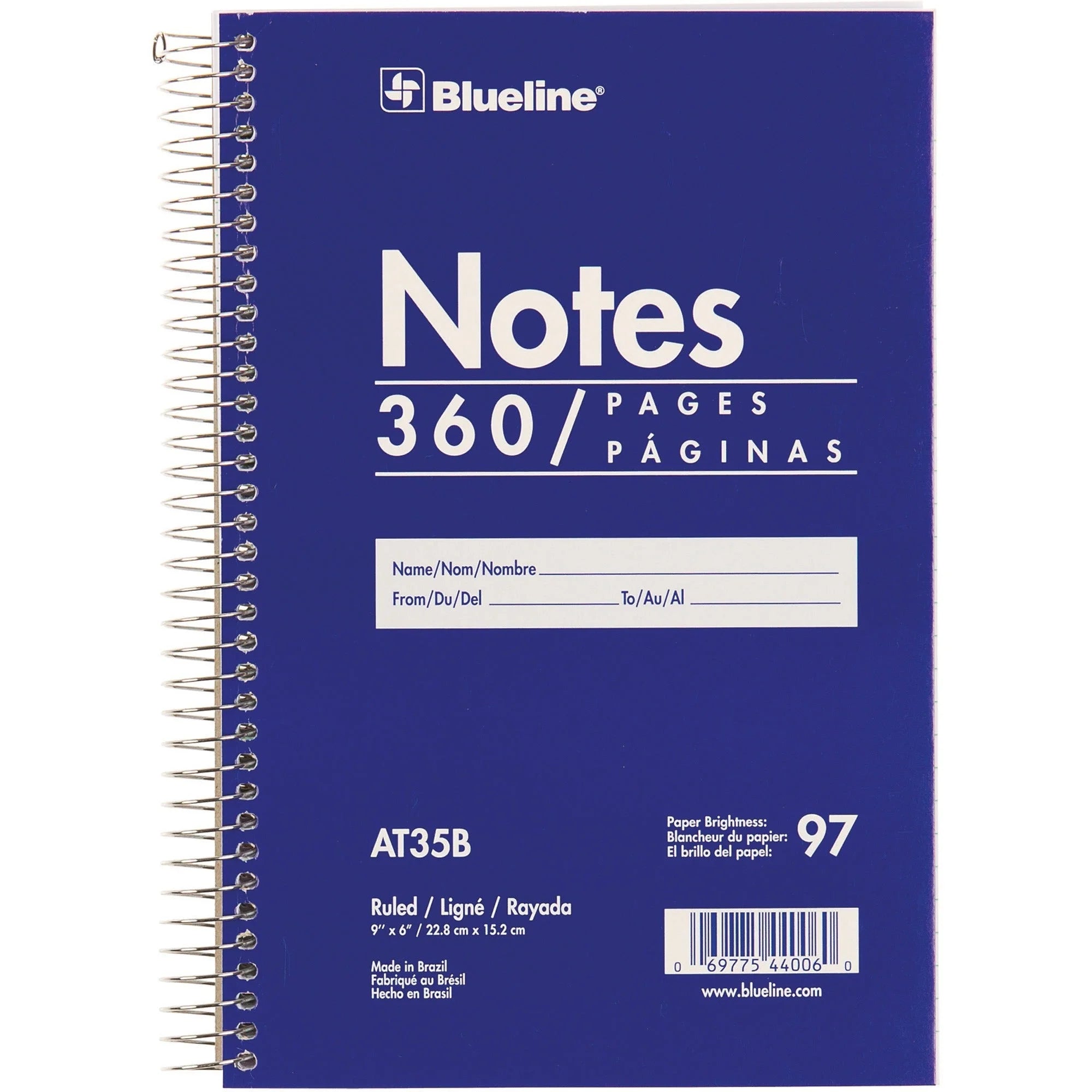 Blueline White Paper Wirebound Steno Pad - 360 Sheets - 9’’ x 6’’ - Blue Cover - Notebooks