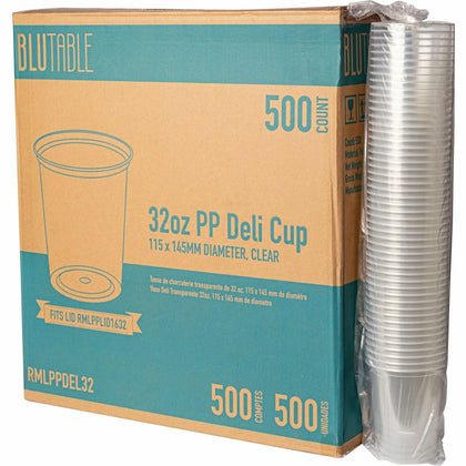 BluTable 32 oz Round Deli Tubs: Microwave-Safe Food Storage