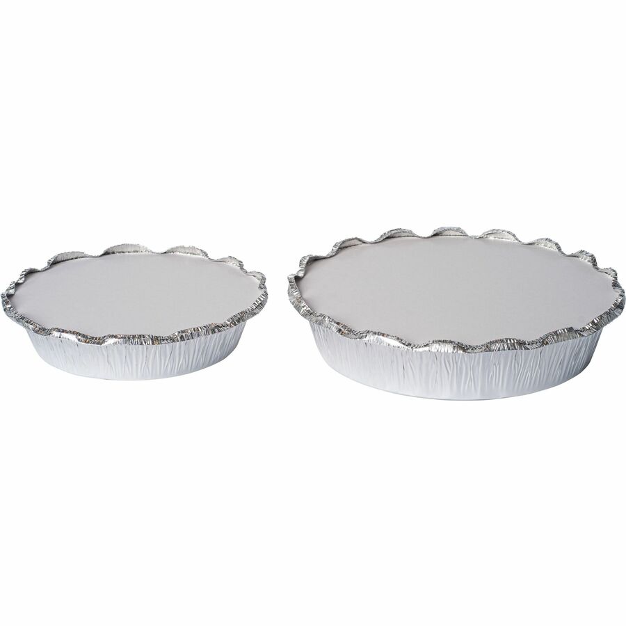 BluTable 7’’ Round Foil Pan Flat Board Lids - White Silver - 500 / Carton - Food Storage