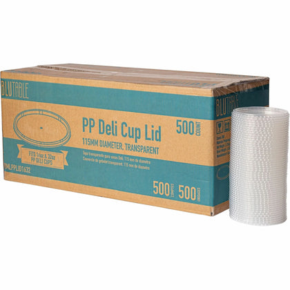 BluTable Round Deli Tub Container Lids - Clear Polypropylene - 500/Carton - Food Storage