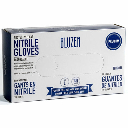 BLUZEN Nitrile Gloves: 3 mil Large Size Blue Durable & Comfortable - General Purpose Gloves