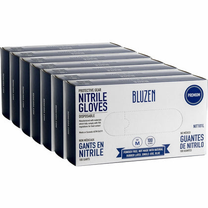 BLUZEN Nitrile Gloves: 3 mil Medium Size Blue Durable & Comfortable - General Purpose Gloves