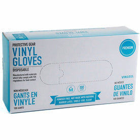 BLUZEN Powder-Free Vinyl Gloves - 4 mil Thickness - Medium Size - Clear - Comfortable - 100/Box - 10 / Carton - General