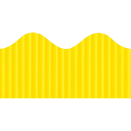 Bordette Decorative Border: Pin-up Scalloped Trim - Canary Paper - 4’’x2.25’’x600’’ - Bulletin Board Sets &