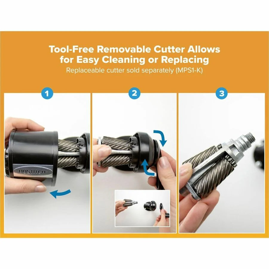 Bostitch Antimicrobial Pencil Sharpener: Wall/Table Mountable 8 Holes Metal Black - Basic Supplies