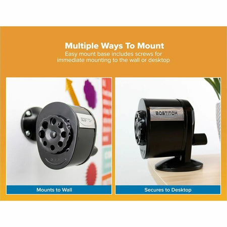 Bostitch Antimicrobial Pencil Sharpener: Wall/Table Mountable 8 Holes Metal Black - Basic Supplies