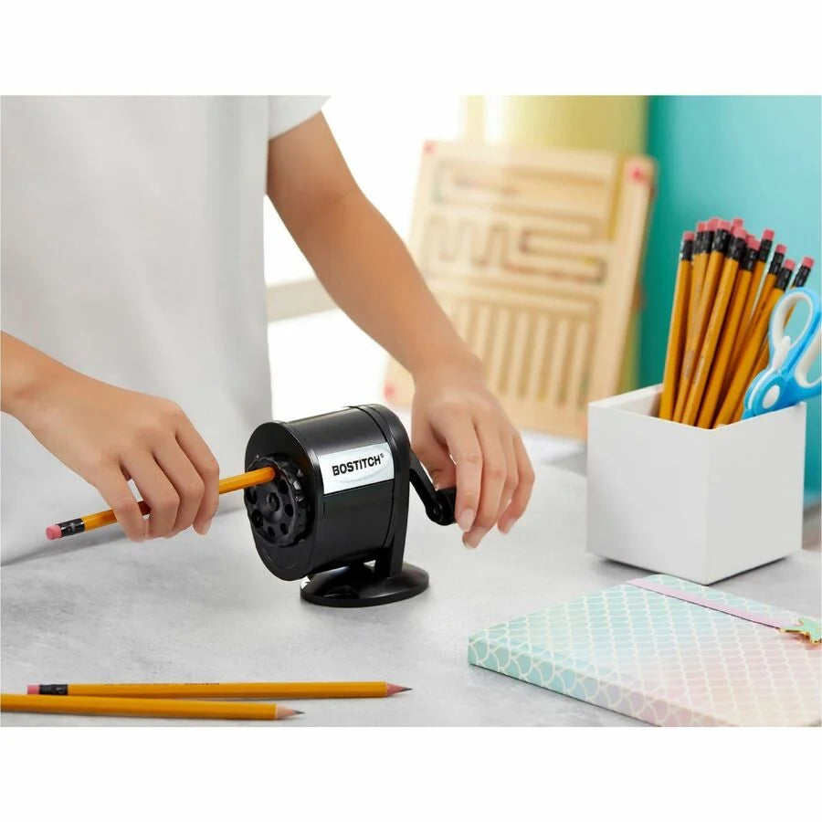 Bostitch Antimicrobial Pencil Sharpener: Wall/Table Mountable 8 Holes Metal Black - Basic Supplies