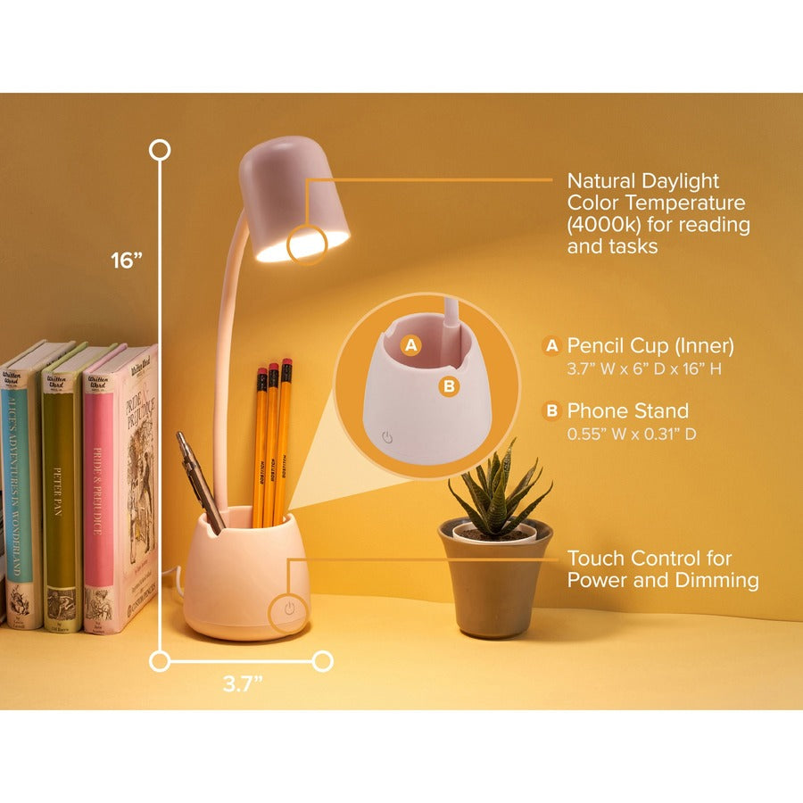 Bostitch Desk Lamp with Storage Cup, Pink - Alternate-Image6