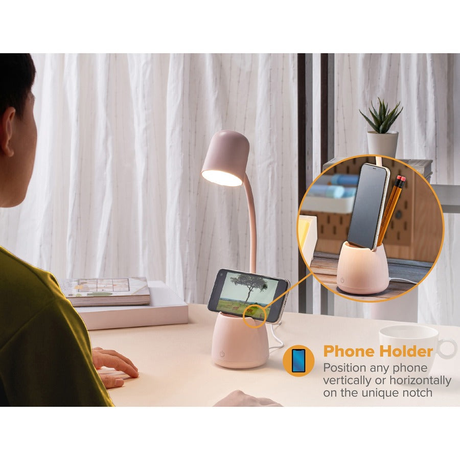 Bostitch Desk Lamp with Storage Cup, Pink - Alternate-Image1