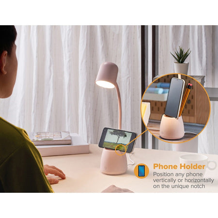 Bostitch Desk Lamp with Storage Cup, Pink - Alternate-Image1